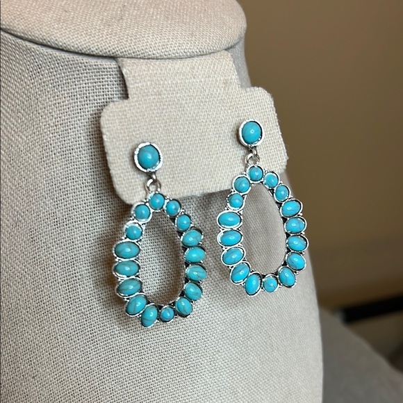 Turquoise Inspired Teardrop Earrings | Boho Western Dangle Earrings - Picture 4 of 4